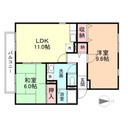 ペルレ南富山　Ｂ棟の物件間取画像